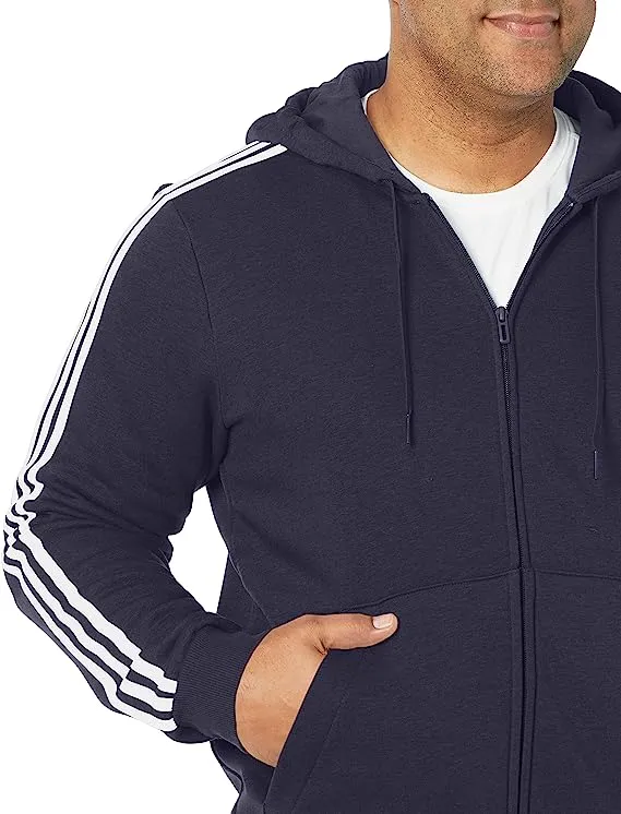 Adidas Men's Essentials Fleece 3-Stripes Full-Zip Hoodie GK9053