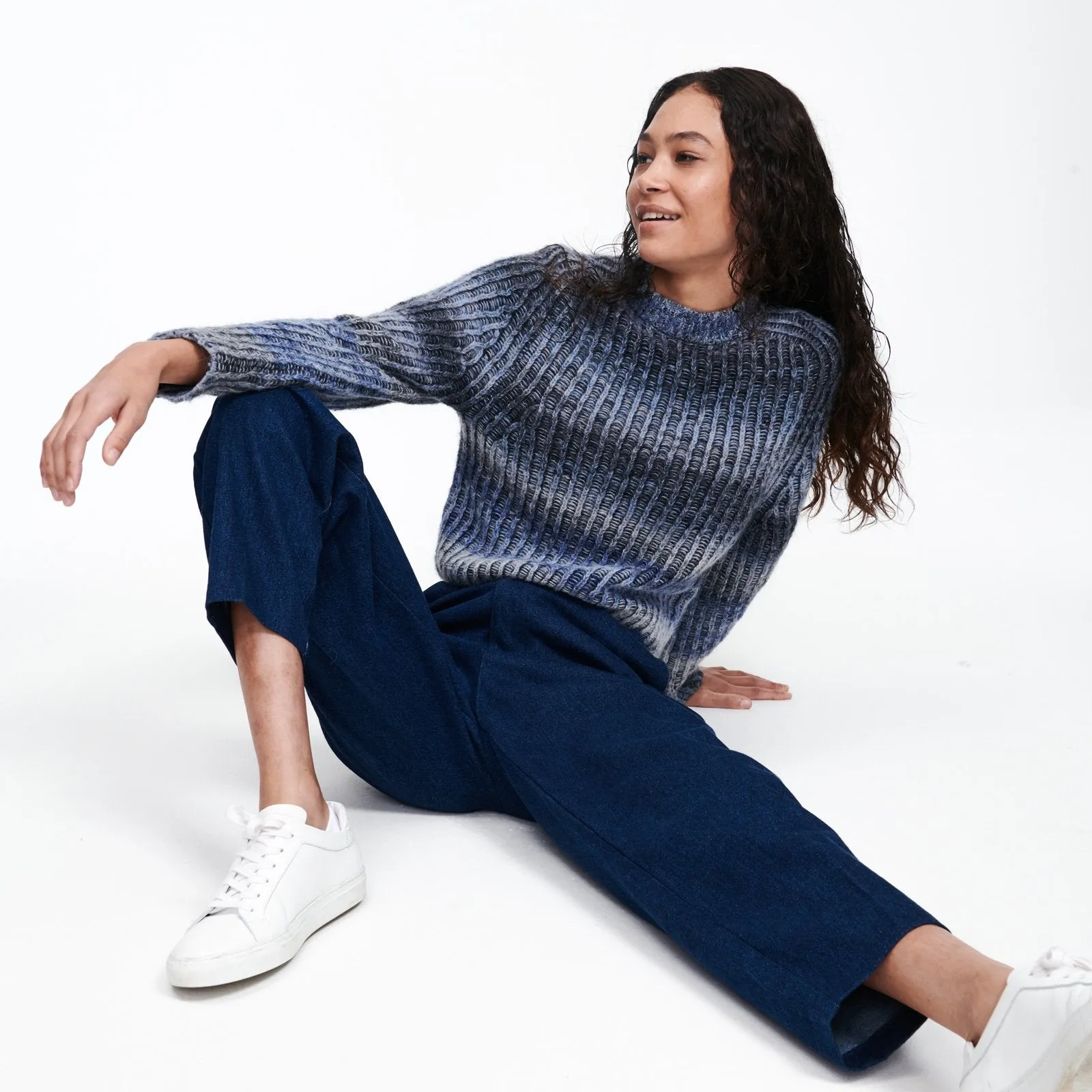 Alpaca-Blend Space Dye Crewneck Sweater