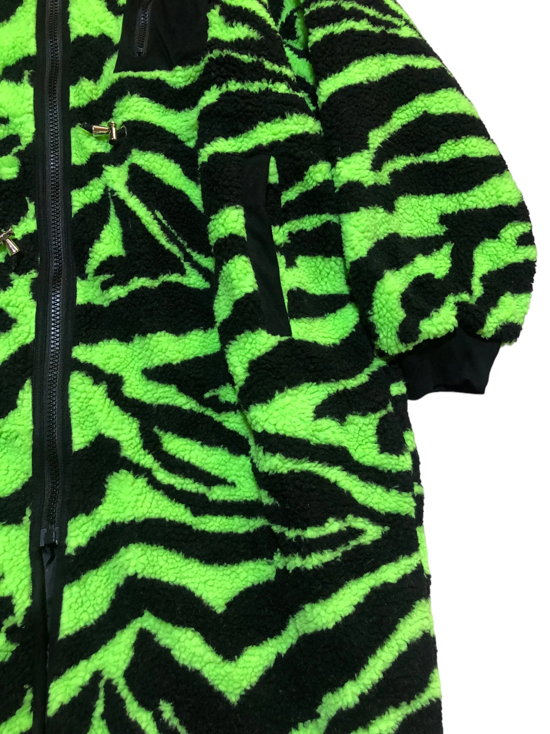 BACK IN STOCK! Neon Zebra Patterned Fleece Long Jacket