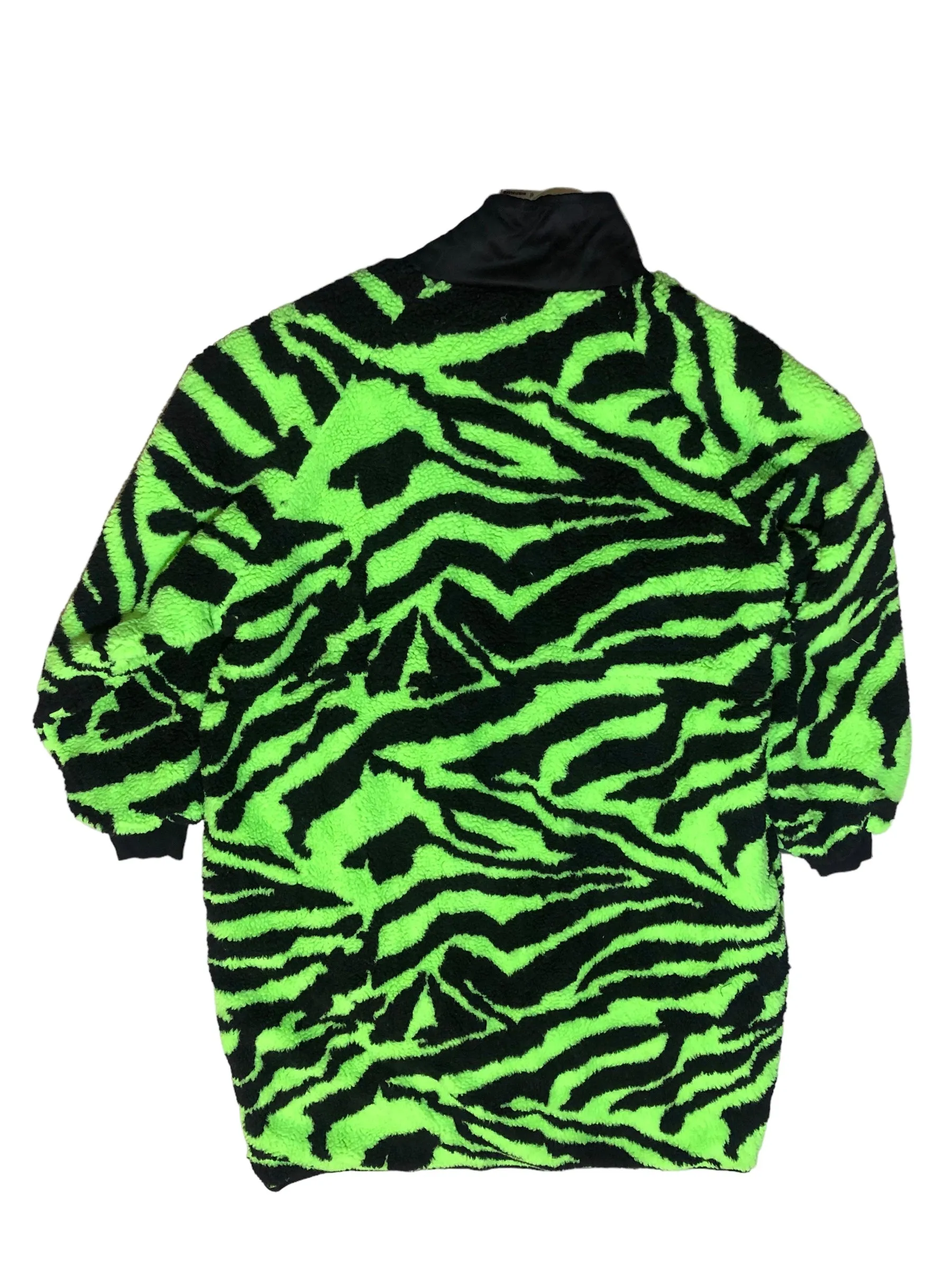 BACK IN STOCK! Neon Zebra Patterned Fleece Long Jacket
