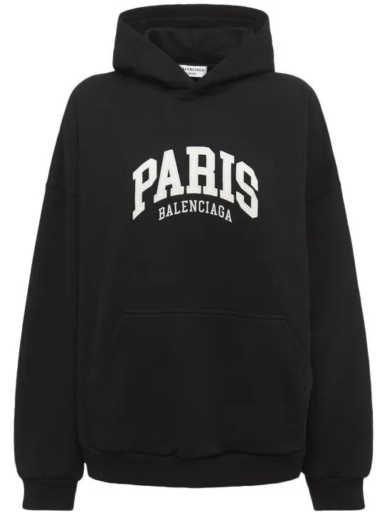 Balenciaga   Embroidered wide cotton hoodie 
