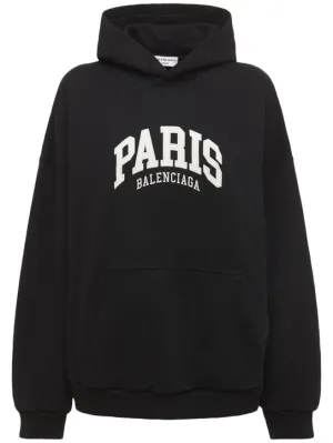 Balenciaga   Embroidered wide cotton hoodie 