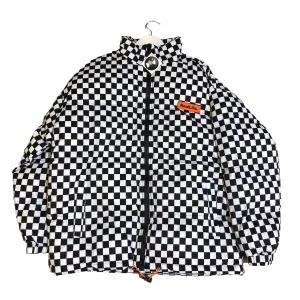 Black and White Checkered Puffer Jacket