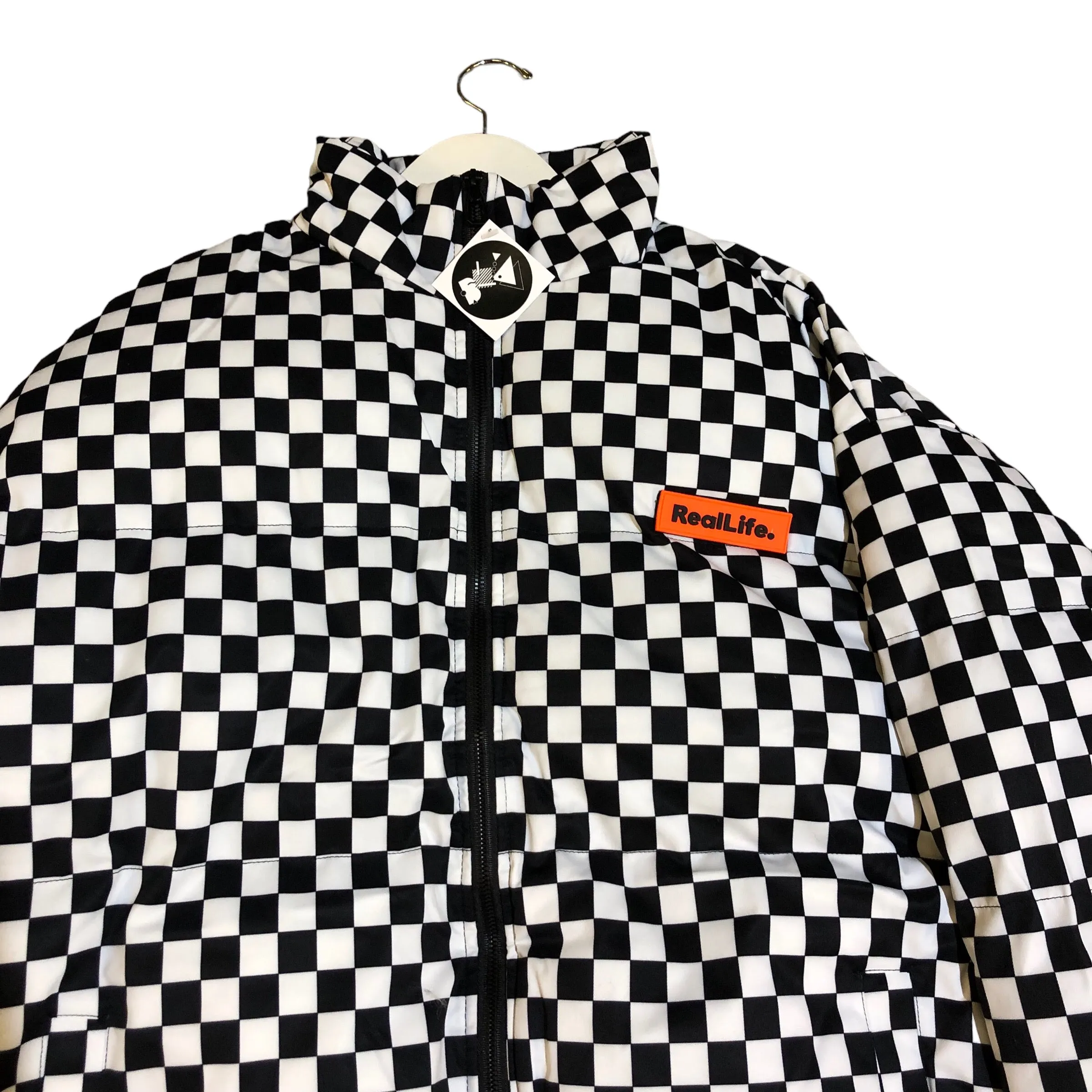 Black and White Checkered Puffer Jacket