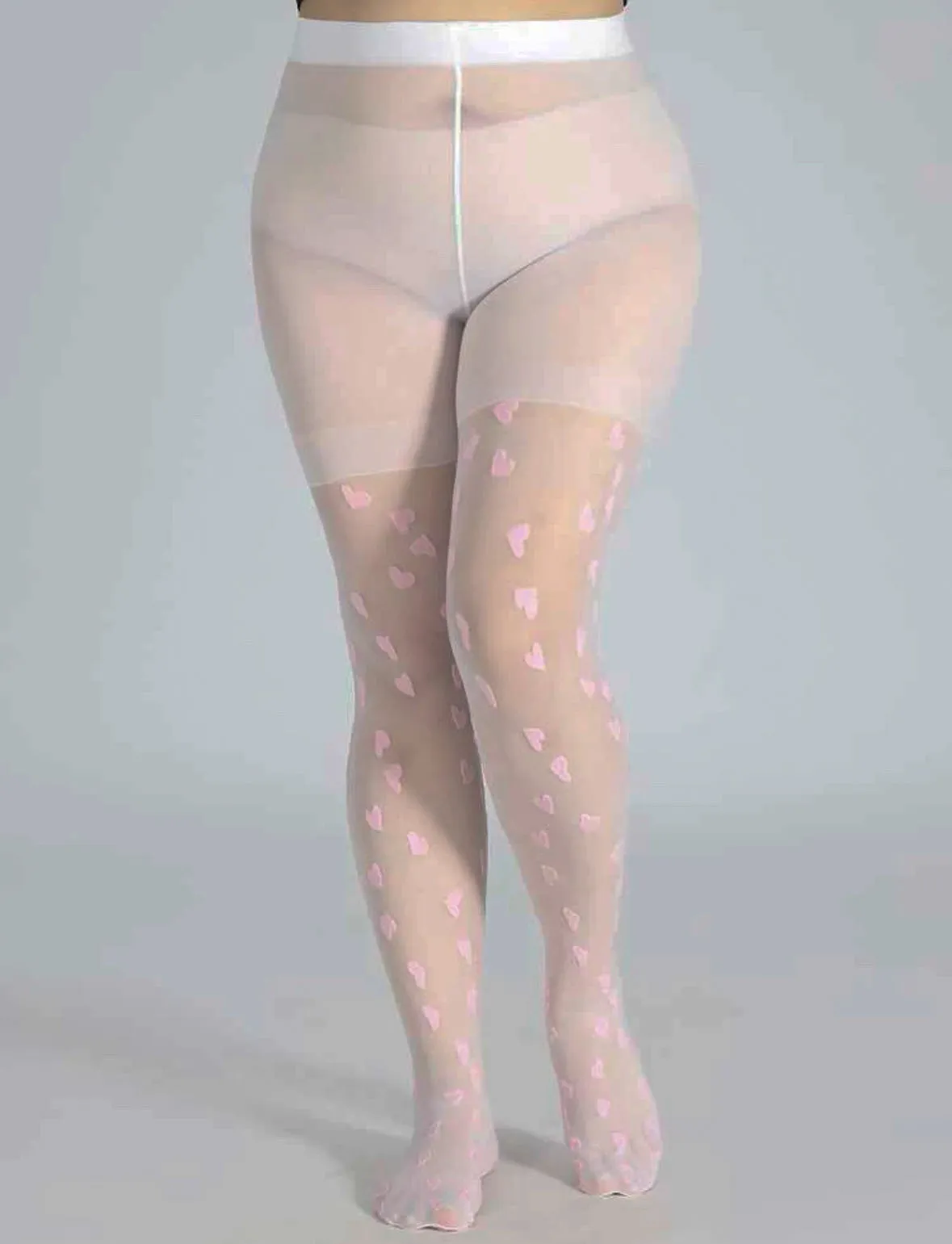 Black Plus Size Pantyhose with Hearts