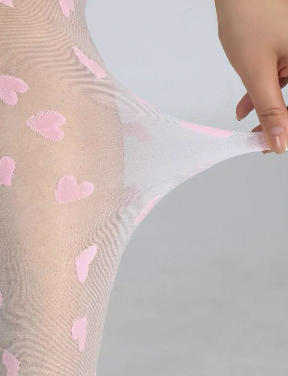 Black Plus Size Pantyhose with Hearts