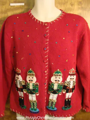 Bling Nutcrackers 80s Tacky Bad Christmas Sweater