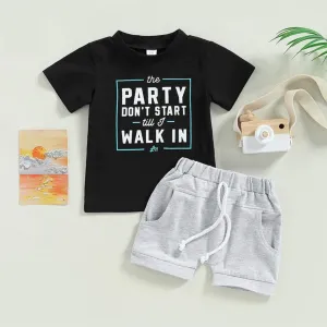 Boys 2 Piece Shorts Sets - Party Dont Start Till I Walk In