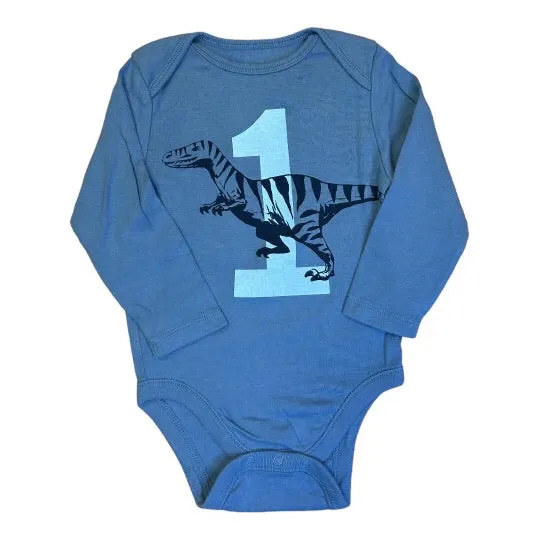 Boys Old Navy Size 12-18 Months Blue Dino Bodysuit