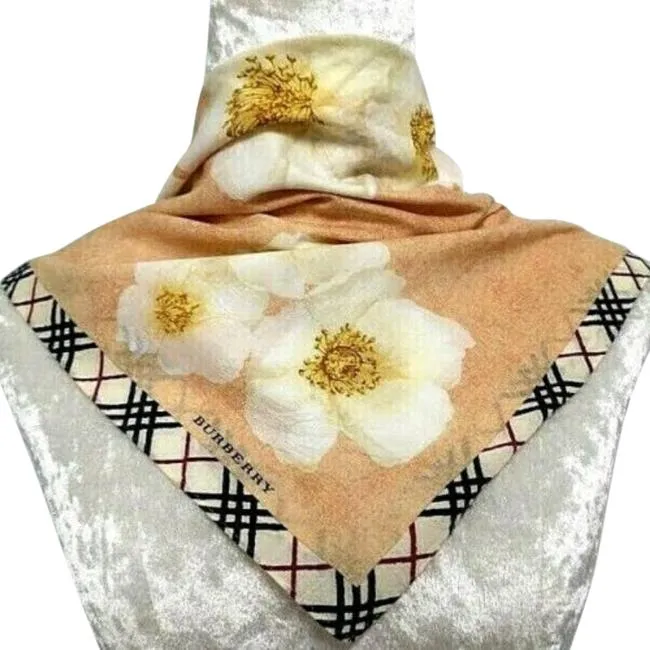 Burberry Nova Check Floral Print Cotton Scarf