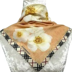 Burberry Nova Check Floral Print Cotton Scarf