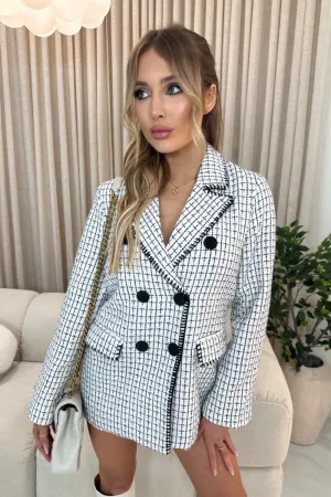 Clara black and white tweed blazer