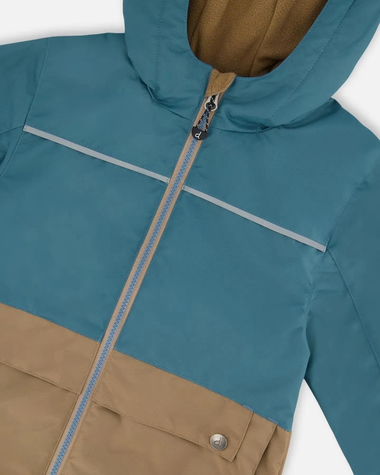 Colorblock Mid-Season Jacket Neutral Blue And Taupe