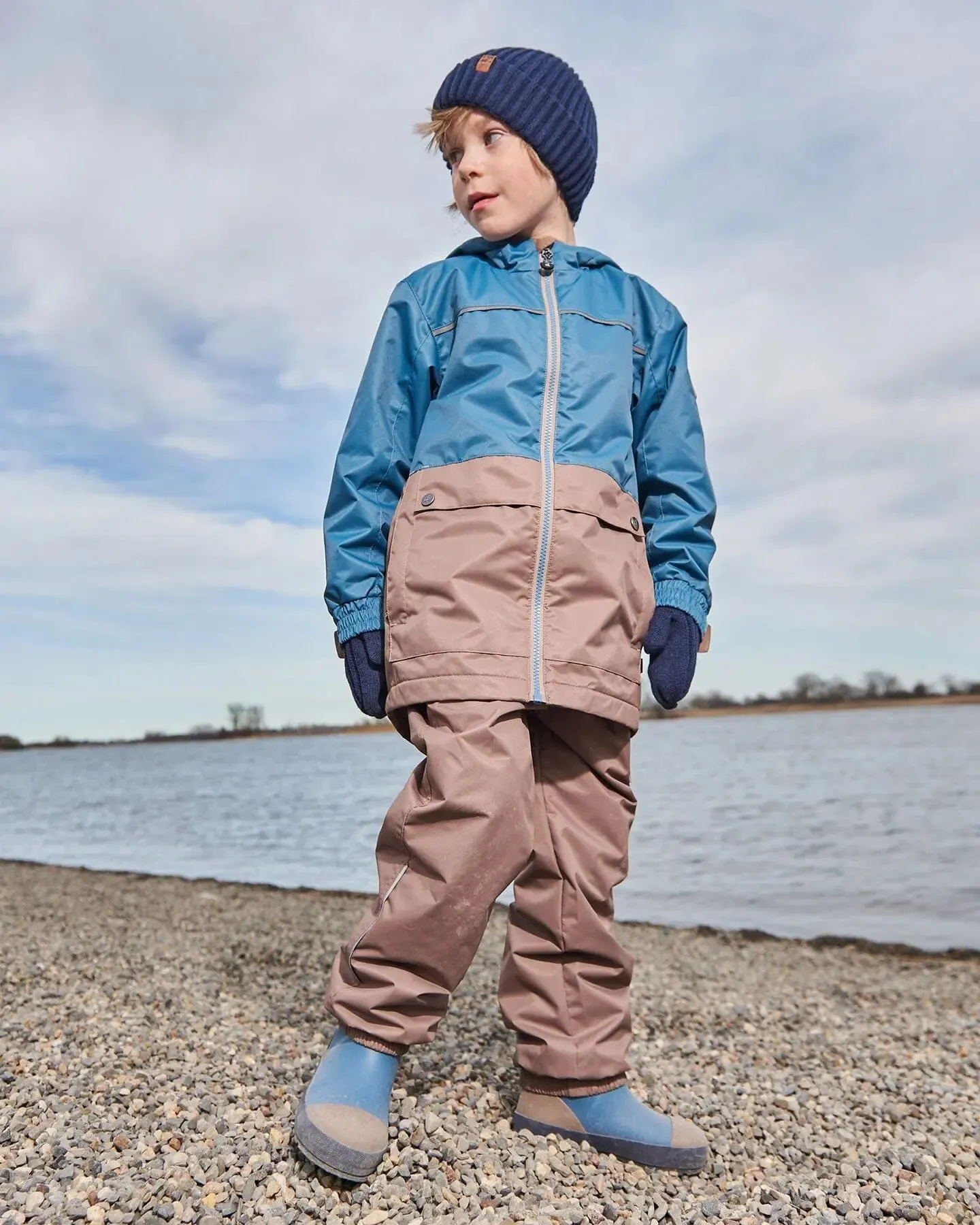 Colorblock Mid-Season Jacket Neutral Blue And Taupe