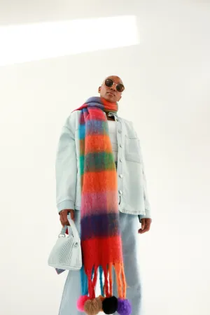 Colourblock Pom Scarf
