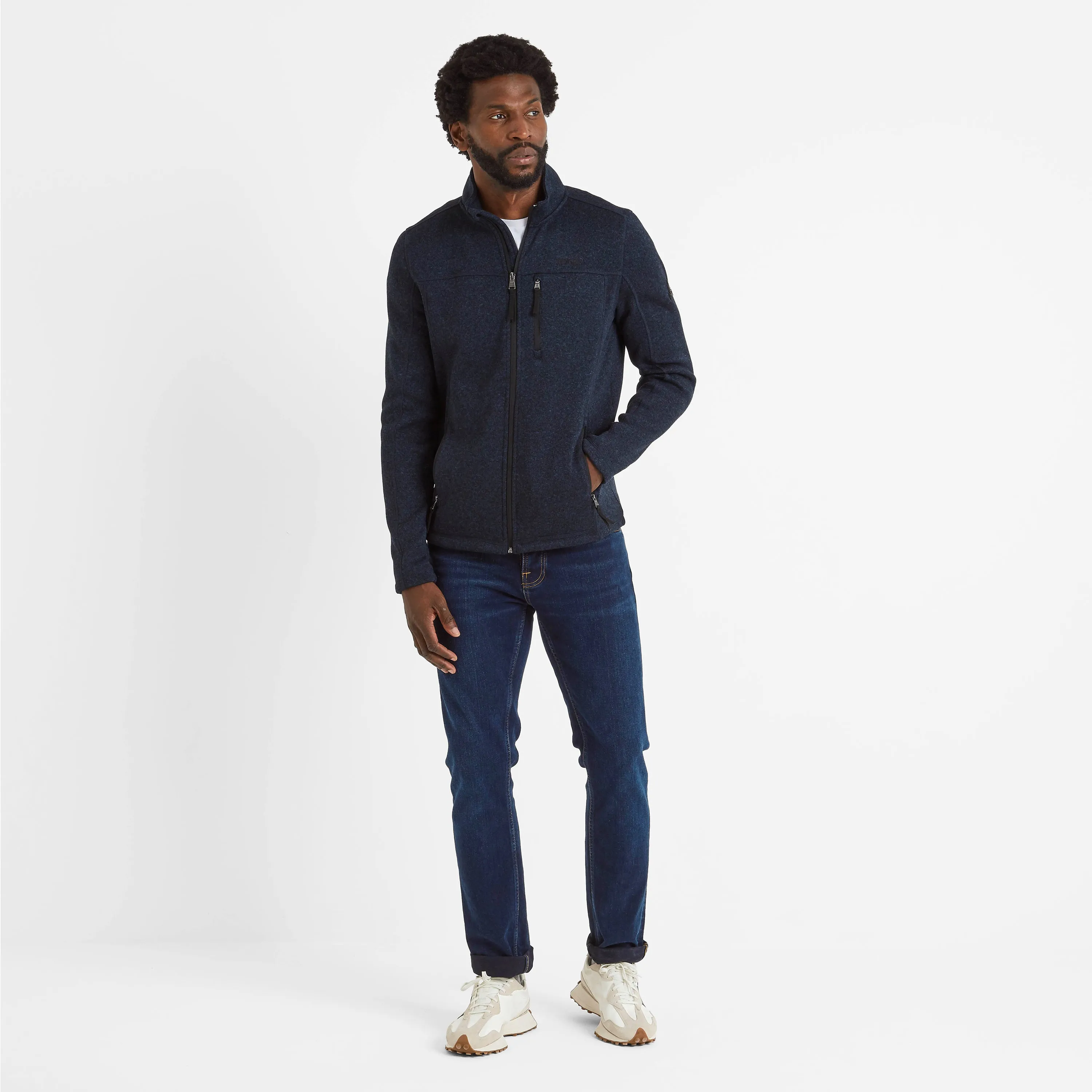 Cresswell Mens Knitlook Fleece Jacket - Dark Indigo Marl
