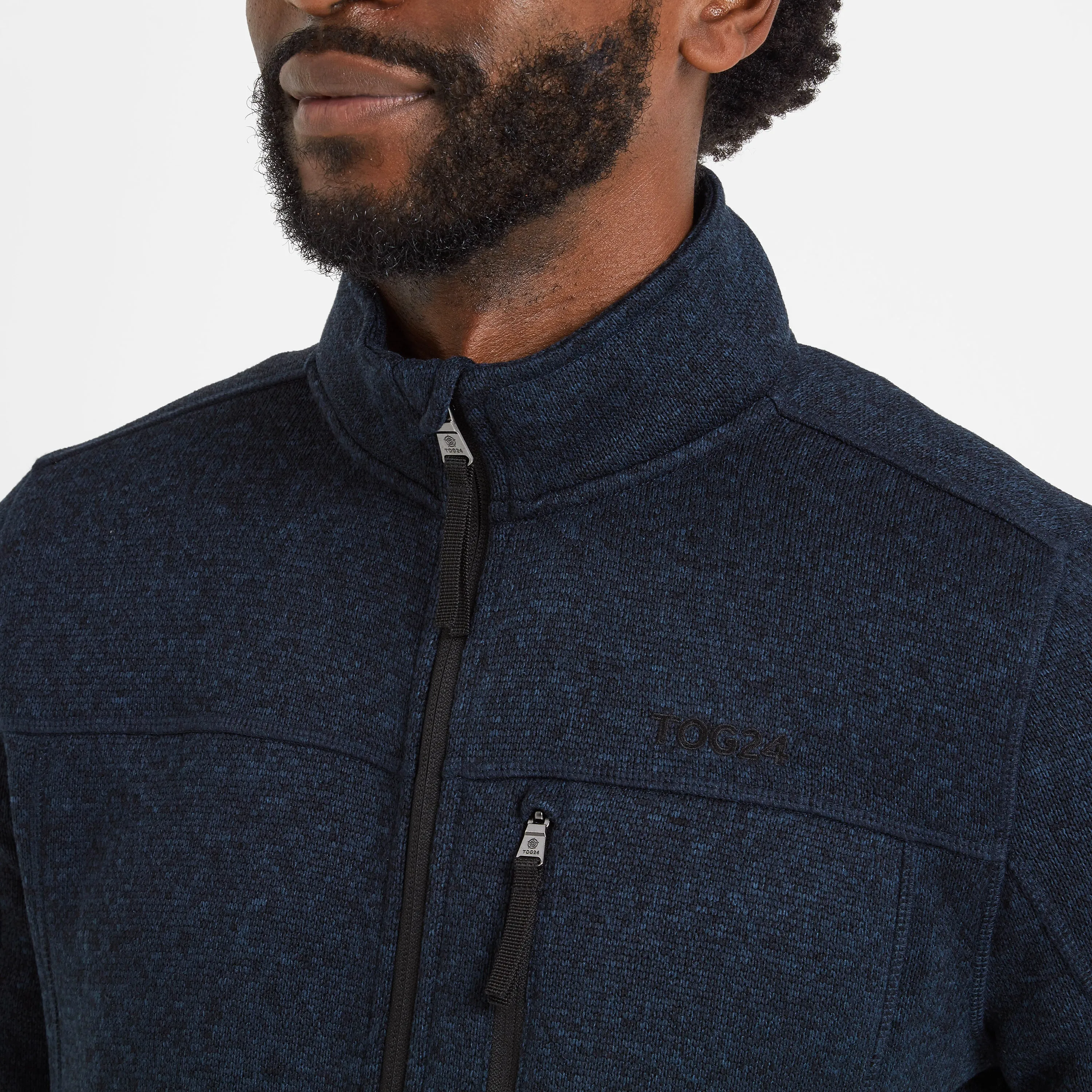 Cresswell Mens Knitlook Fleece Jacket - Dark Indigo Marl