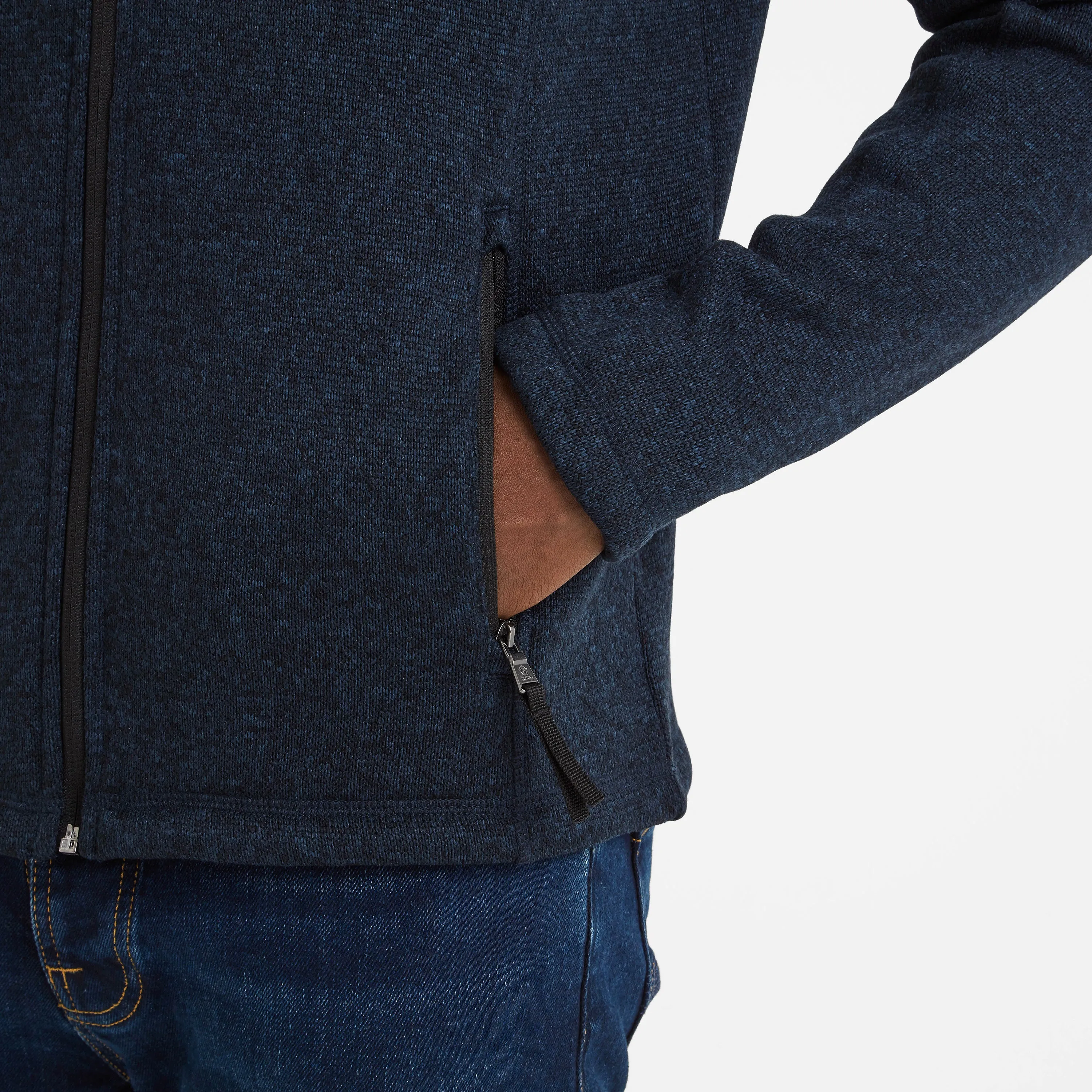 Cresswell Mens Knitlook Fleece Jacket - Dark Indigo Marl