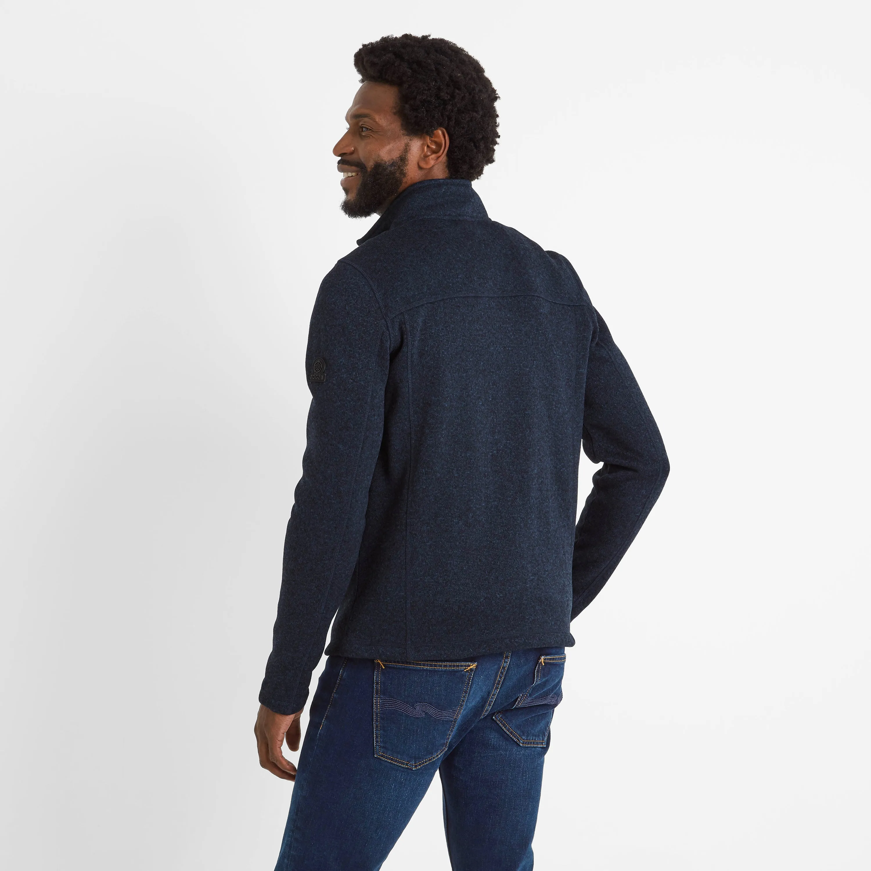 Cresswell Mens Knitlook Fleece Jacket - Dark Indigo Marl