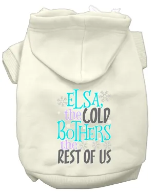 Elsa, The Cold Screen Print Dog Hoodie Cream Xl