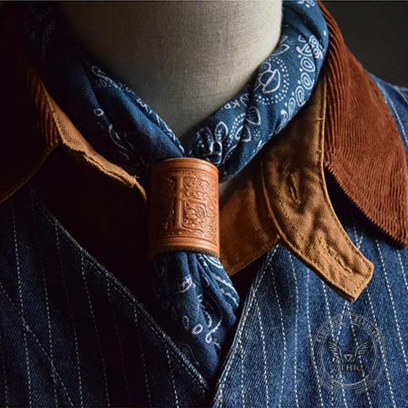 English Letter Leather Scarf Ring
