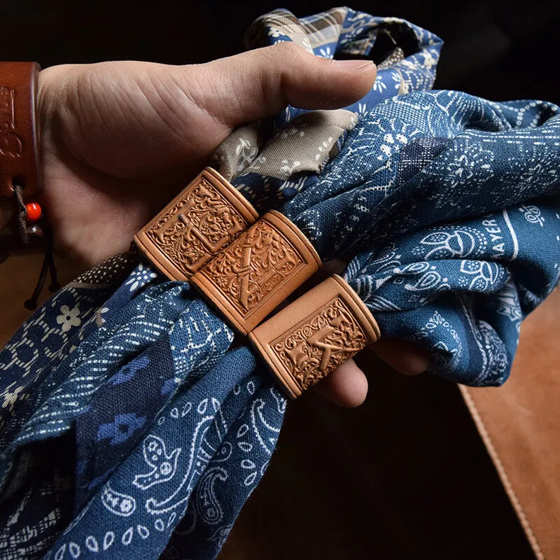 English Letter Leather Scarf Ring