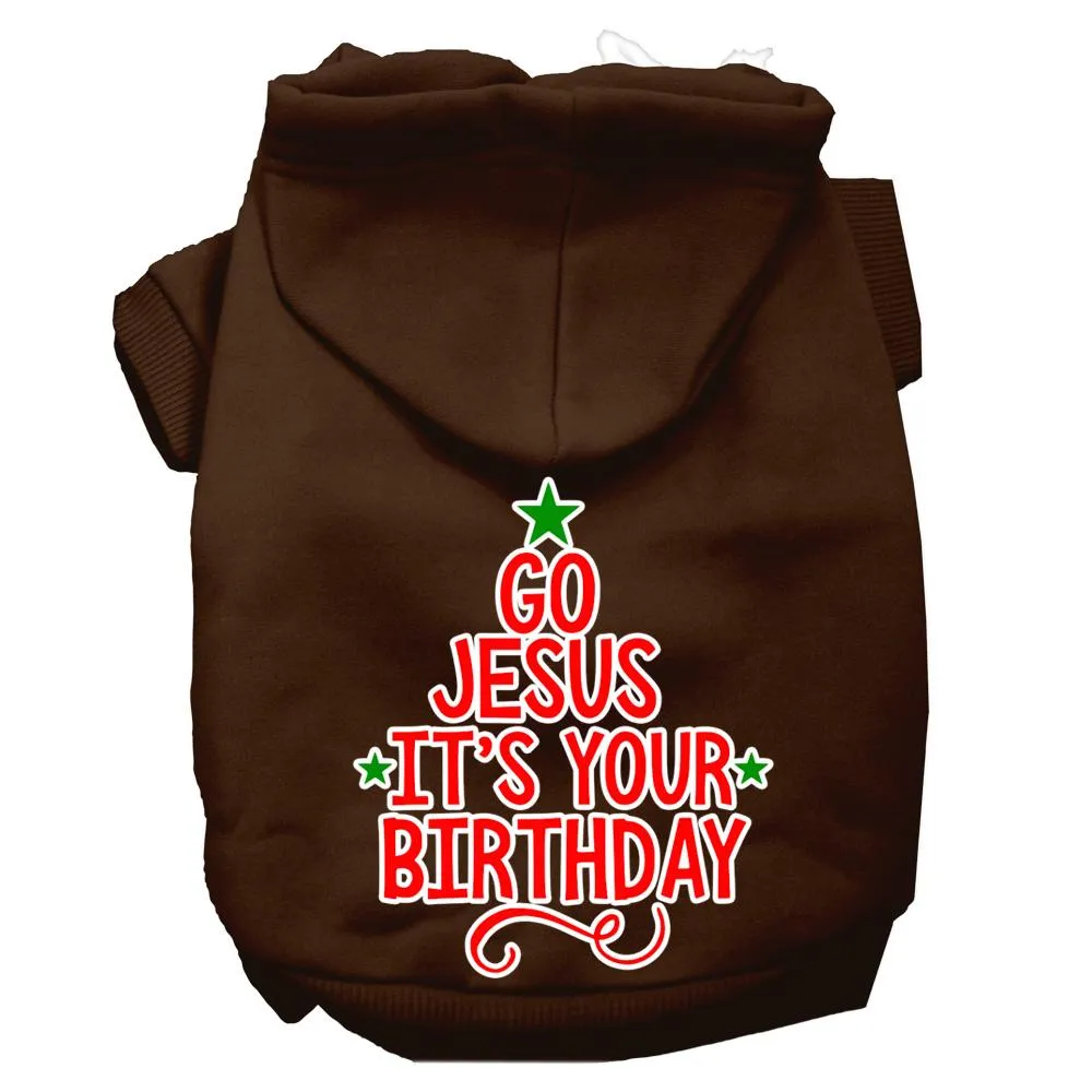 Go Jesus Screen Print Dog Hoodie Brown L (14)