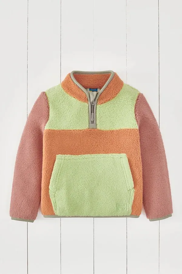 Grass & Air: Volcanic Orange Borg Quarter Zip Fleece Jumper