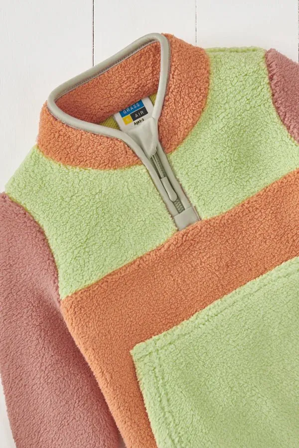 Grass & Air: Volcanic Orange Borg Quarter Zip Fleece Jumper
