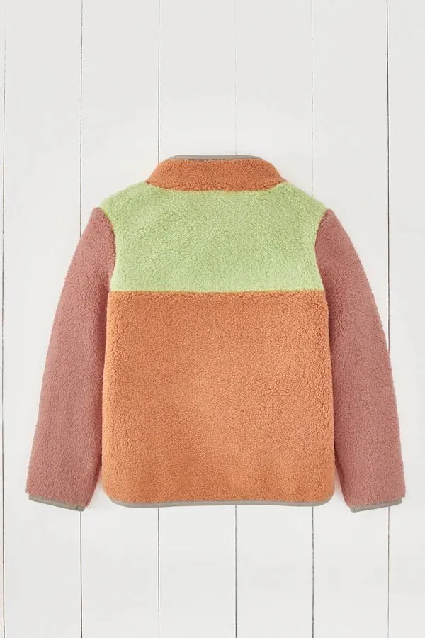 Grass & Air: Volcanic Orange Borg Quarter Zip Fleece Jumper