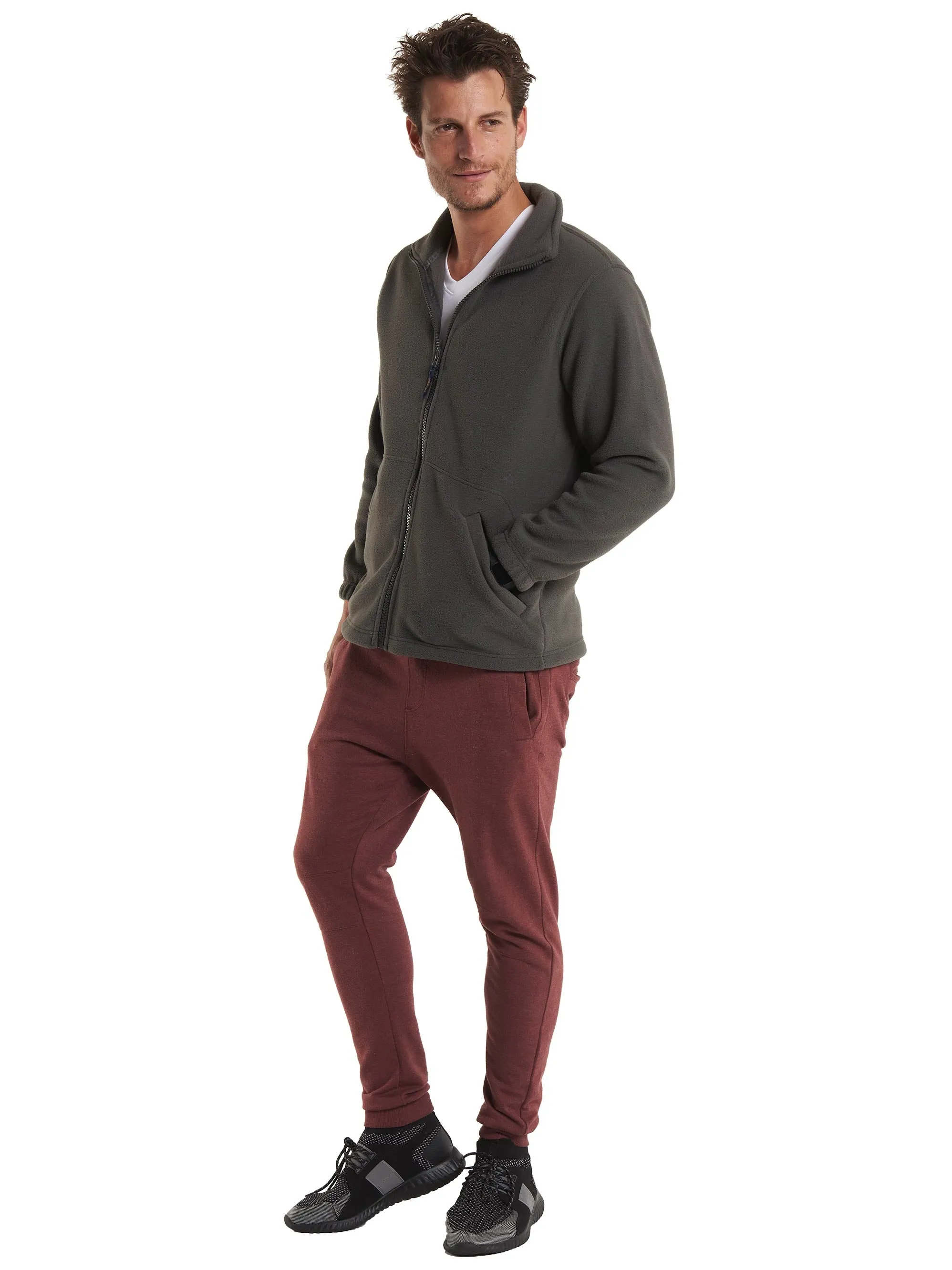 Heavyweight Full Zip Fleece Jacket | Maroon