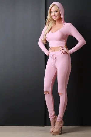 High Waist Slit Knee Leggings