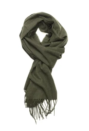 Joshua Ellis Plain 100% Cashmere Wide Scarf Loden