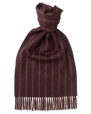 Joshua Ellis Red X Fudge Classic Stripe Brushed Cashmere Scarf
