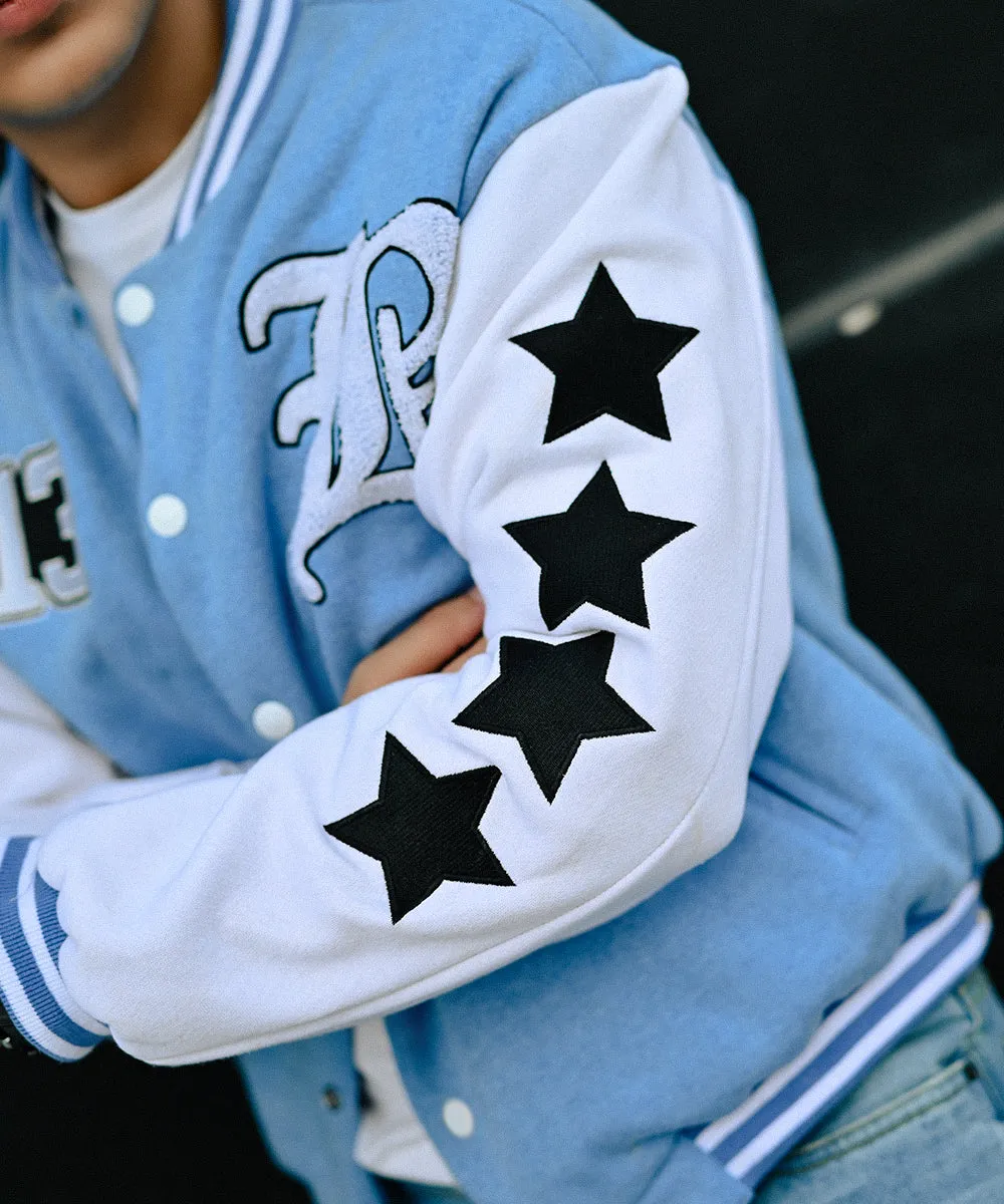 LA Sky Blue Letterman Jacket | Varsity Jackets | Weave Wardrobe | Unisex
