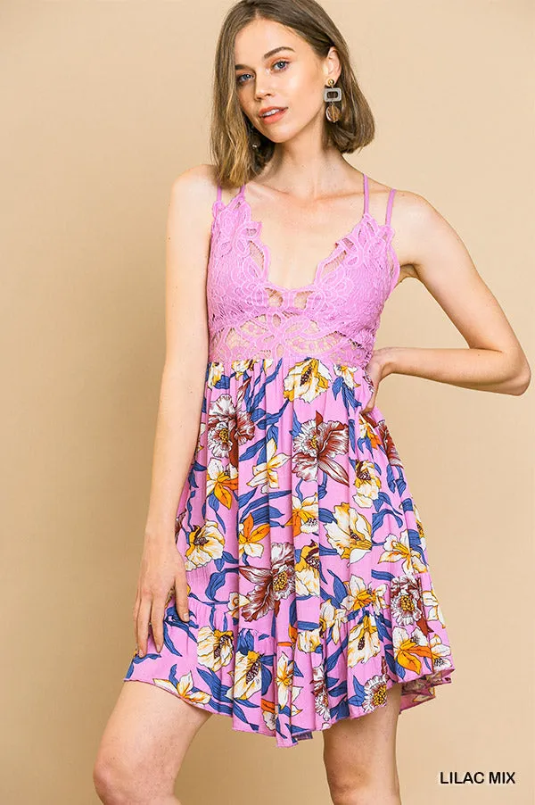 Lace Babydoll Ruffle Dress, Lilac