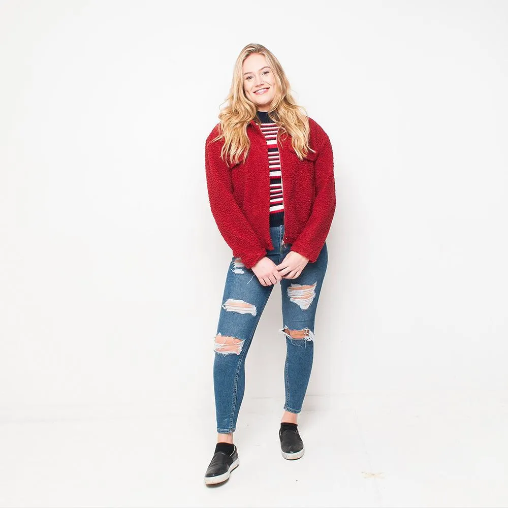 Lola May - Fleece - Womens Jacket - Wine