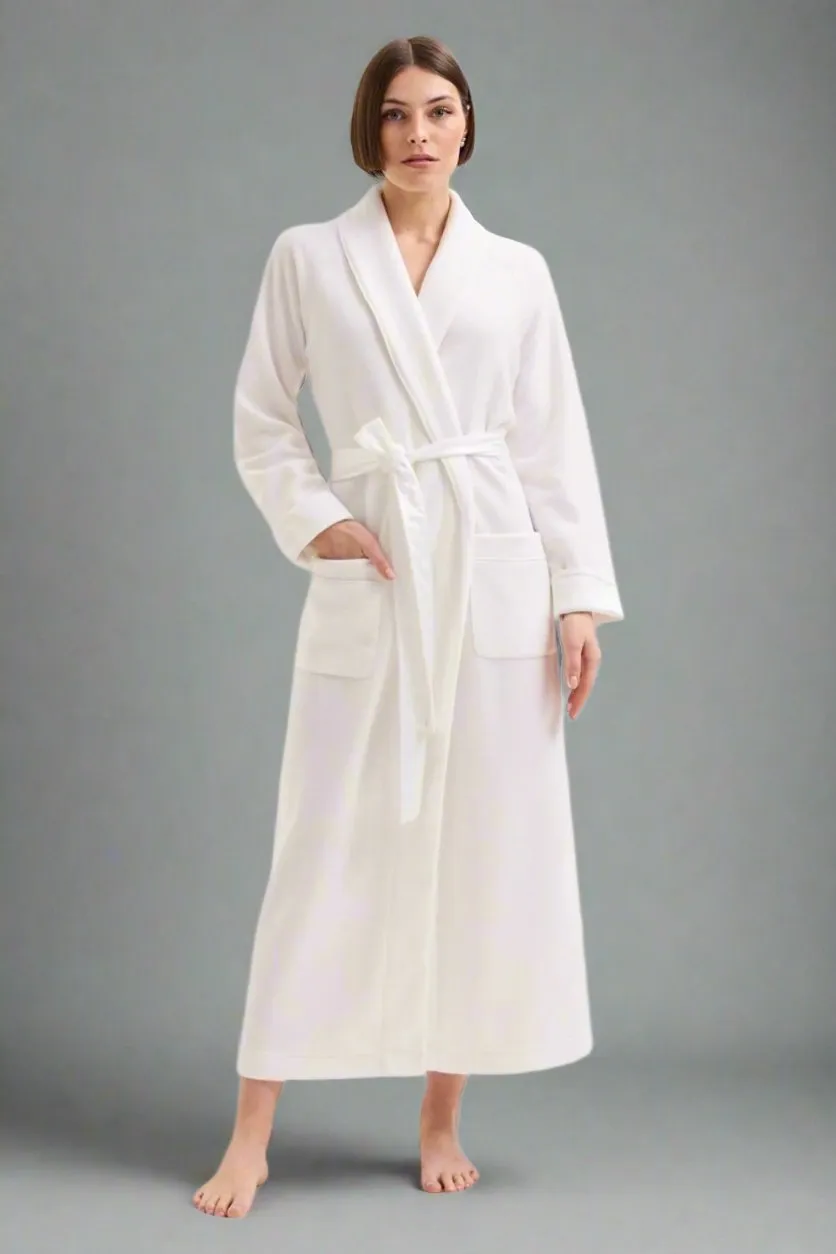 Long Dressing Gown in Ivory