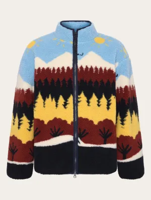 Loose Fair Isle teddy jacket - GRS/Vegan - Multi color AOP