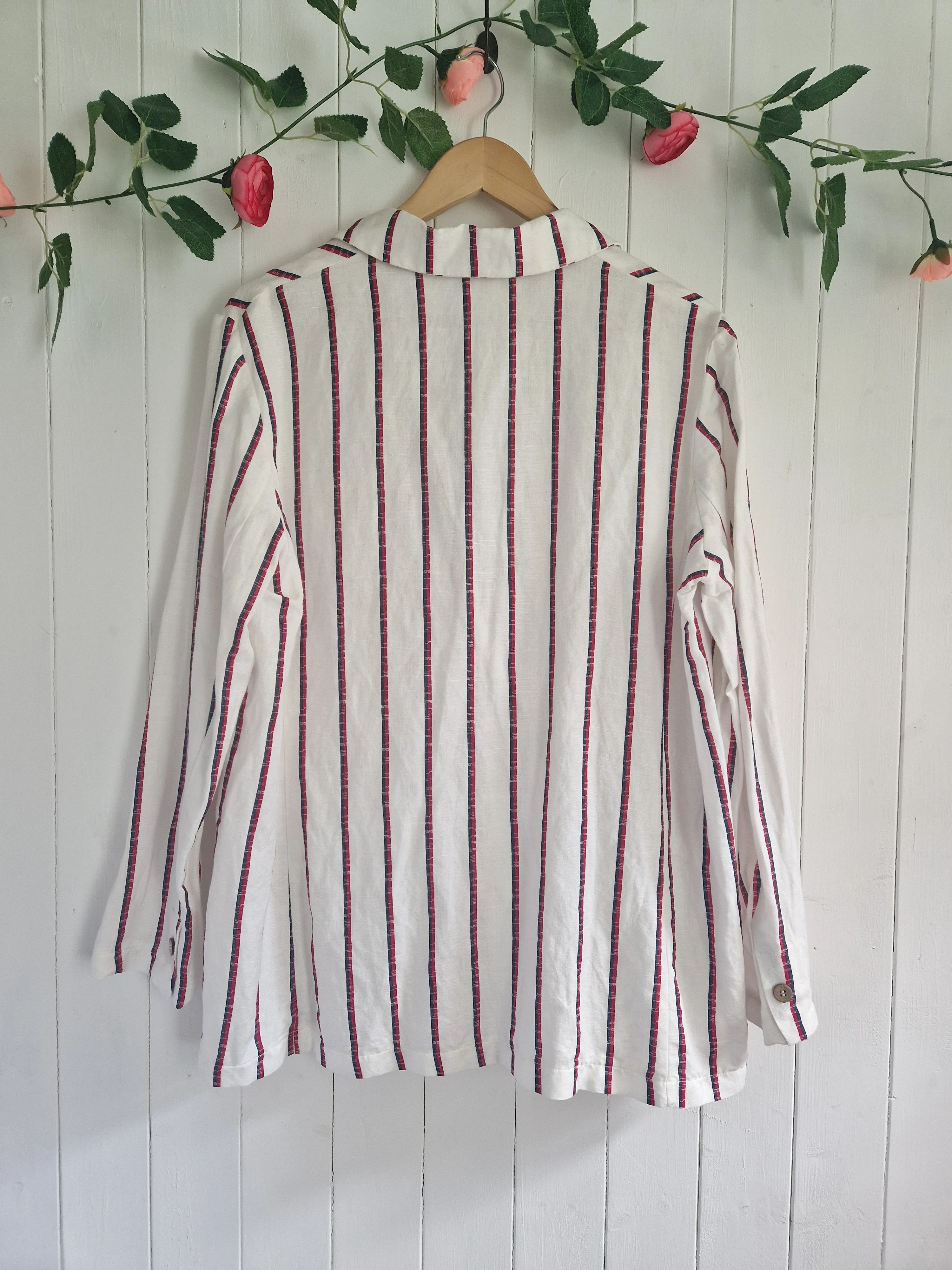 Mango womens striped linen boating blazer