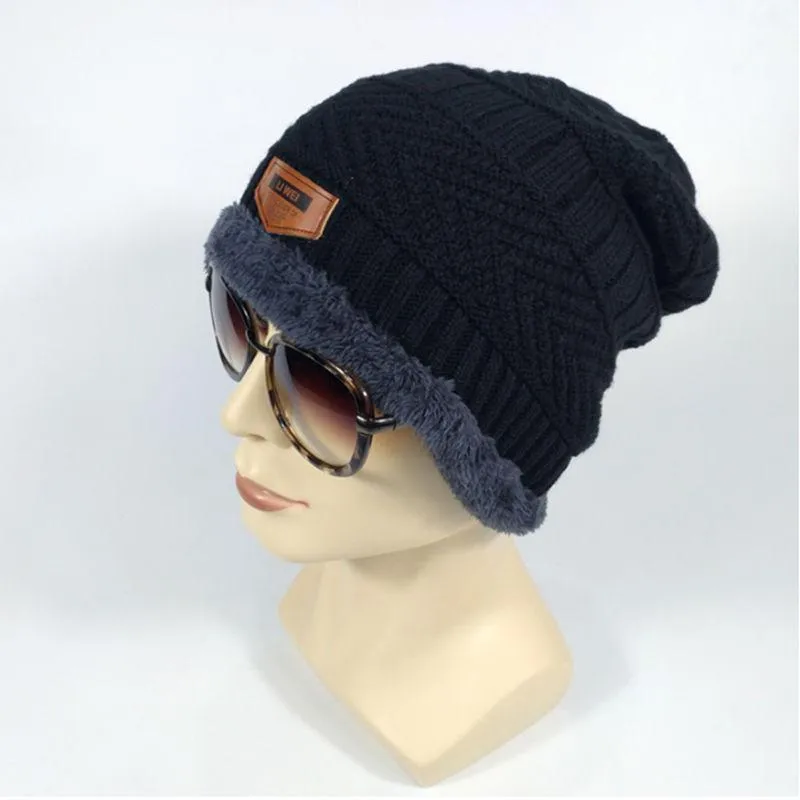 Men's Fleece Ear Protection Neck Scarf Knitted Hat 11571414YM