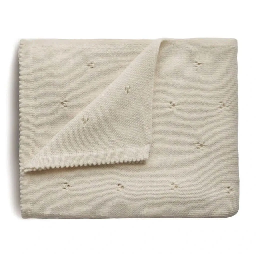 Mushie Knitted Pointelle Baby Blanket