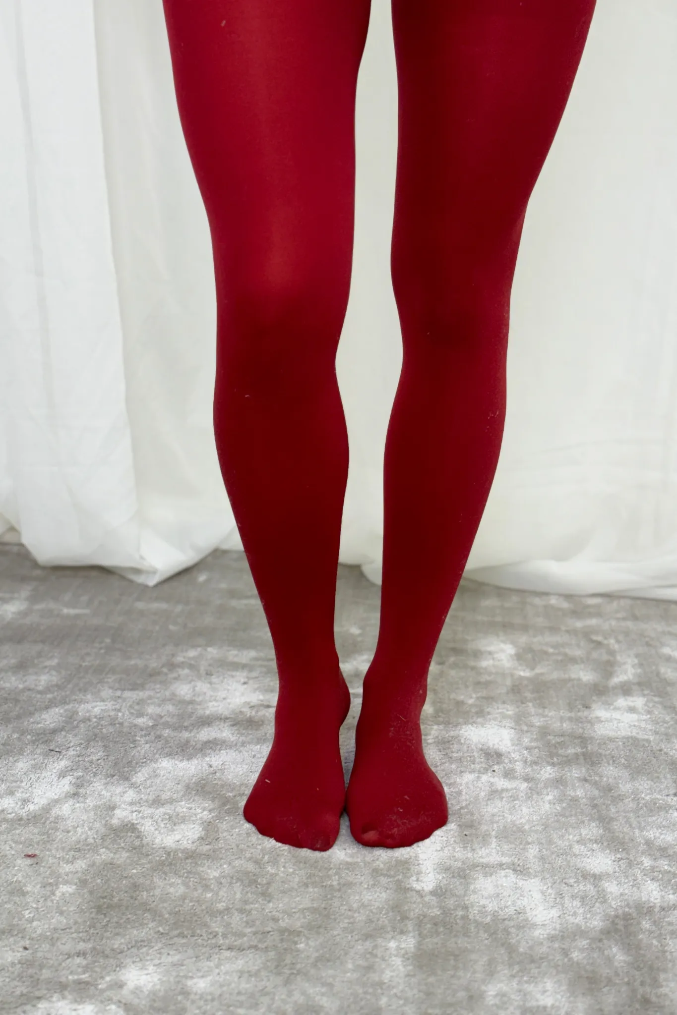 Natalie Opaque Tights In Red