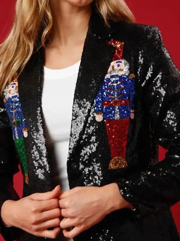 New Women’s Christmas Sequined Loose Suit Top
