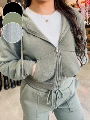 Noelle Cropped Fleece Zip Hoodie