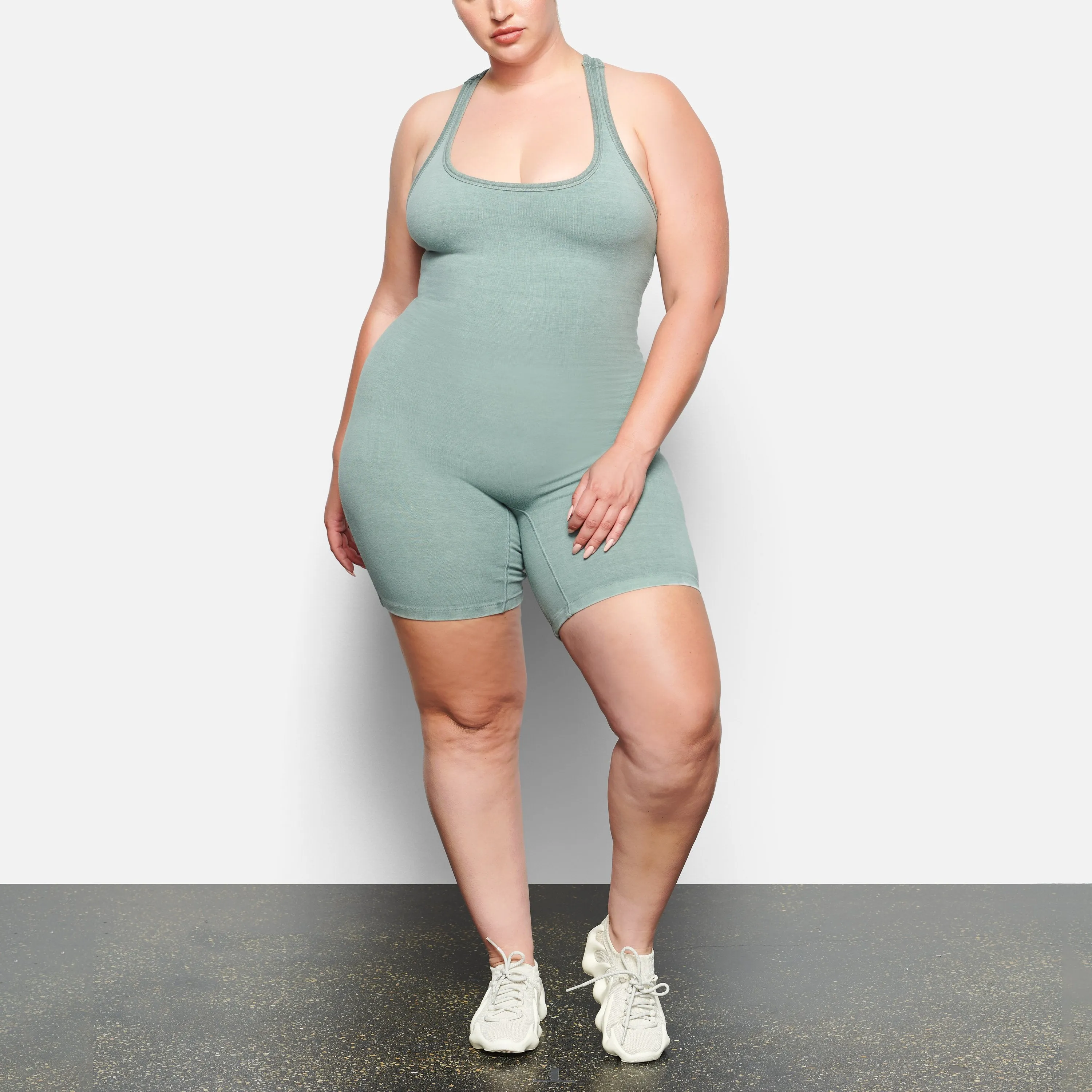 OUTDOOR BASICS MID THIGH BODYSUIT | BLUE CHALK
