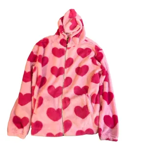 Pink Heart Fleece hoody Jacket