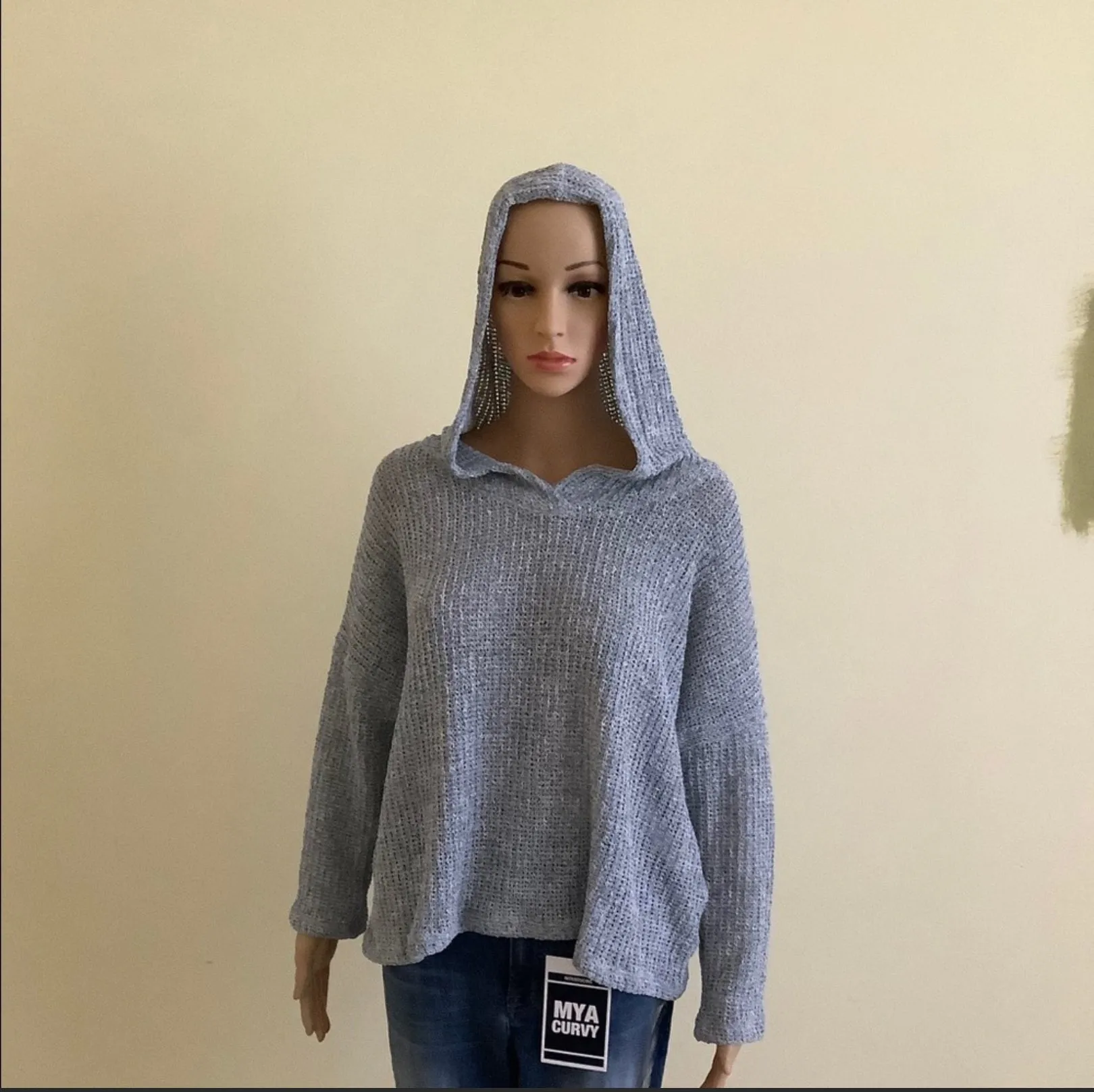 Plus Size Hooded Marled Top