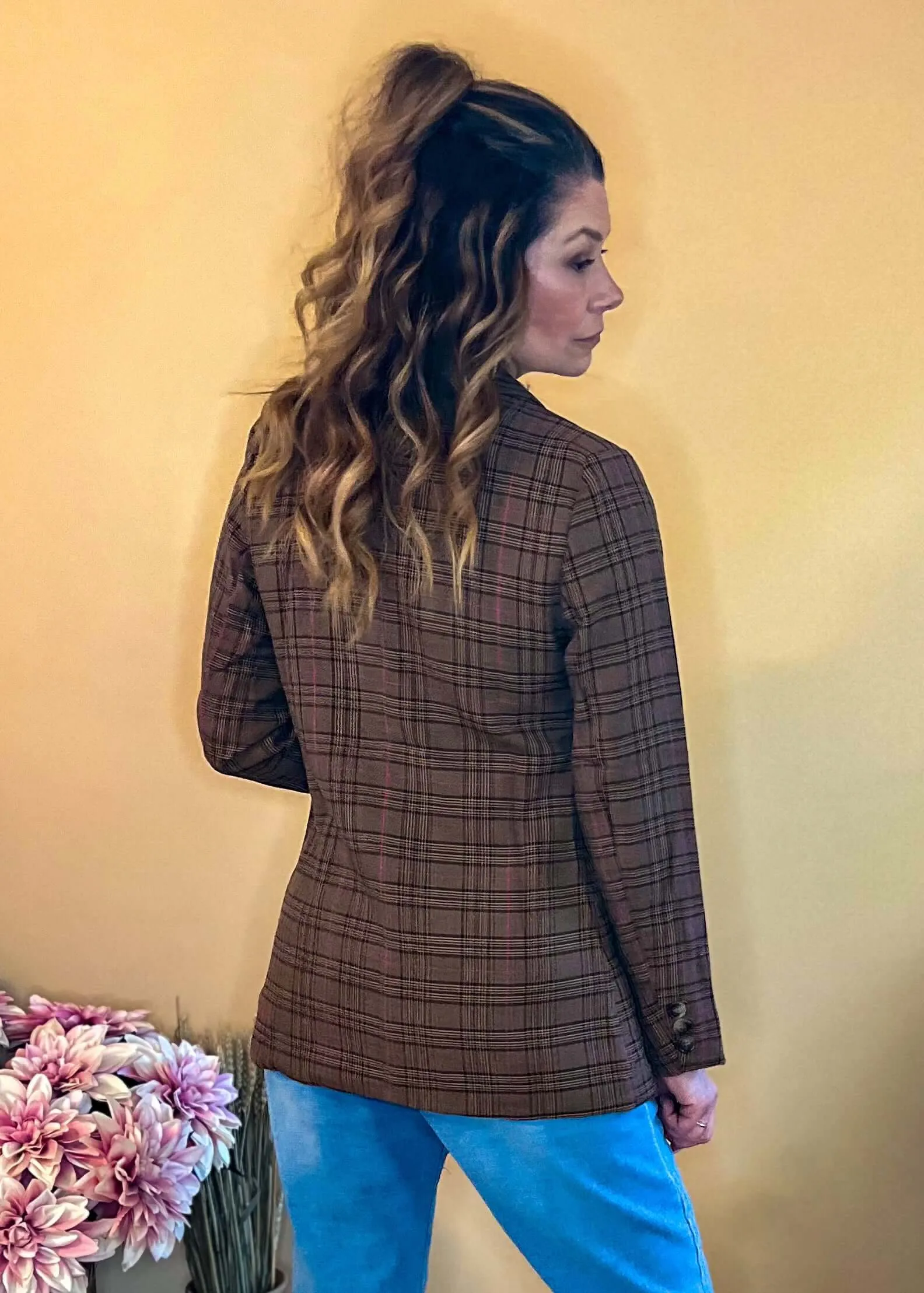Preptastic Plaid Blazer - Brown