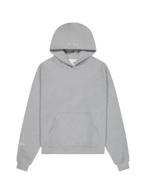 Prior Embroidery Logo Oversized Cropped Hoodie Heather Grey